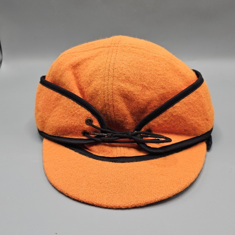 Vintage 80s Crown Cap Railroad‎ Hat Dry Ice 7-1/4 3/8 Laced Fold-Down Ear Flaps